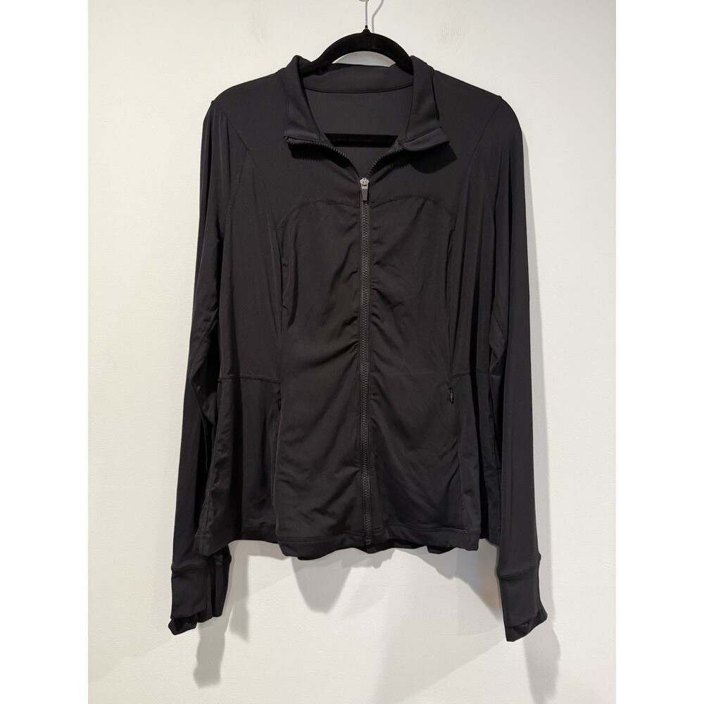 NWOT Halara Full Zip Jacket Womens XL Black Stretch Yoga Running Pocket Gym